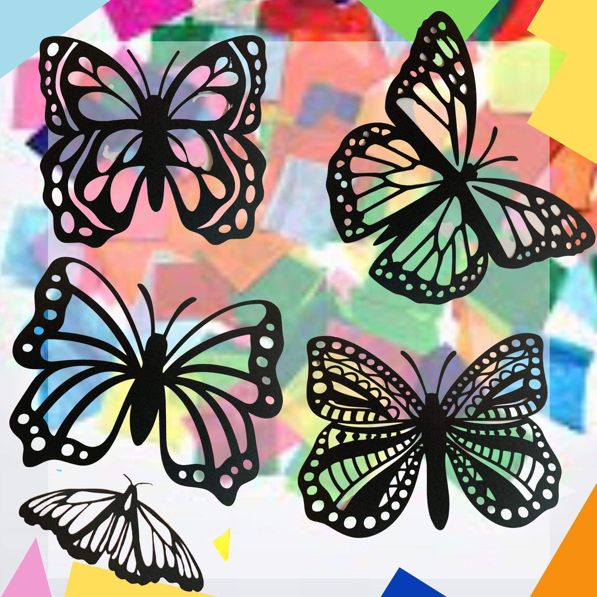 Butterfly Suncatcher KIT SET| Kids Craft Kit| Tissue paper Crafts| Gift For Kids| Stained Glass Craft | Kids Activity Homeschool