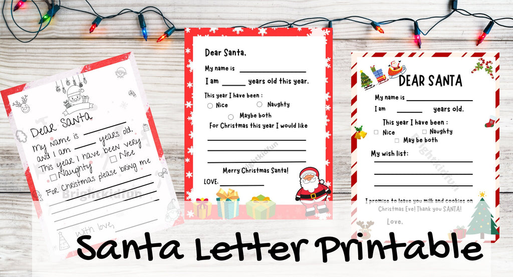 Letter to Santa Printable for the Kids~ INSTANT DOWNLOAD • PRINTABLE ~  Dear Santa Printable|