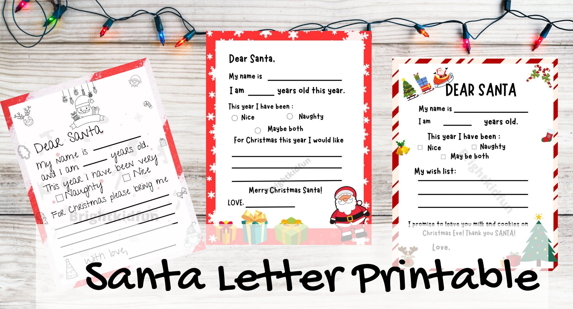 Letter to Santa Printable for the Kids~ INSTANT DOWNLOAD • PRINTABLE ~  Dear Santa Printable|