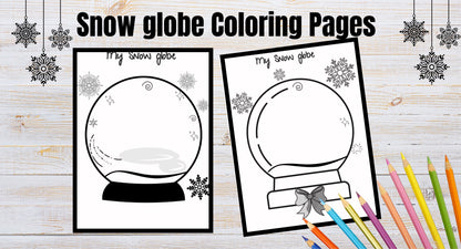 Snow Globe coloring Page| Winter Snow Scene | PRINTABLE Writing Paper(Set of 3) | DIGITAL ONLY