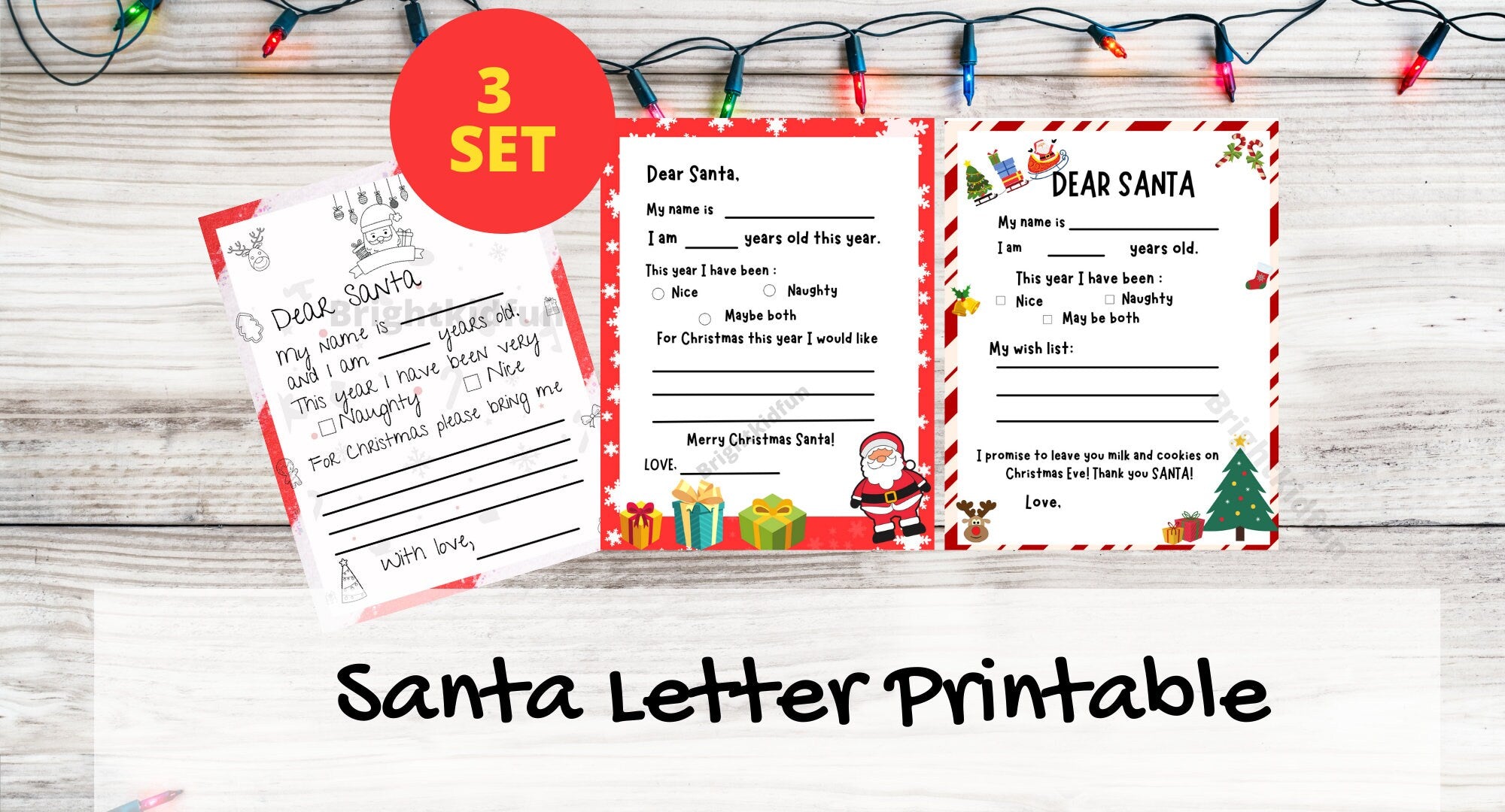 Letter to Santa Printable for the Kids~ INSTANT DOWNLOAD • PRINTABLE ~  Dear Santa Printable|