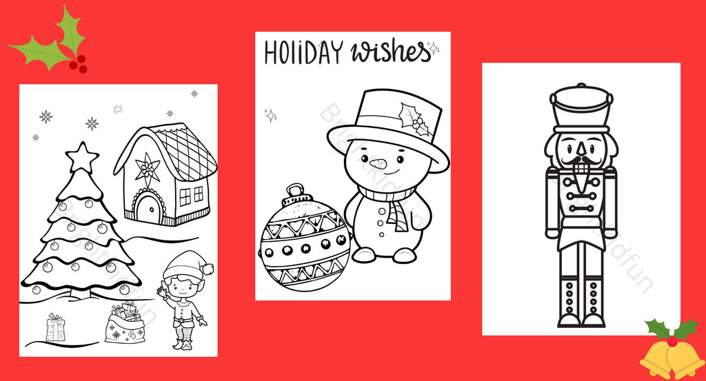 10 Fun Christmas coloring pages| Christmas Kids Coloring Book | Instant Download!
