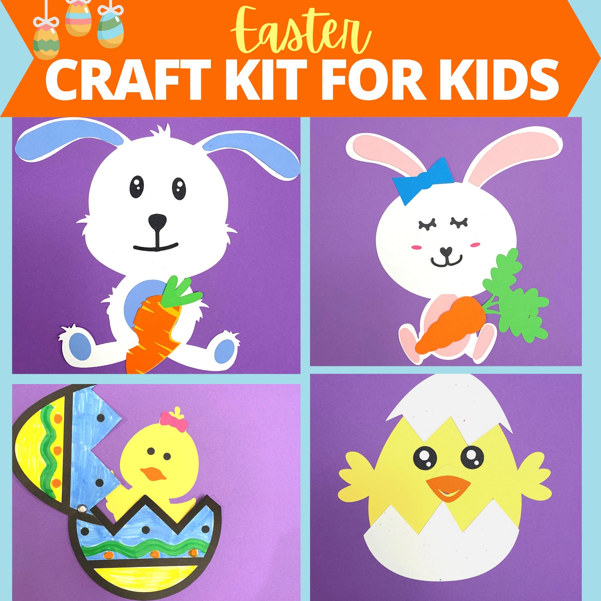 DIY EASTER Bunny Craft Kit| Easter craft Kit| Easter Chick craft| Easter Kids Craft| Paper craft kit| Easter activity for kids | Spring DIY