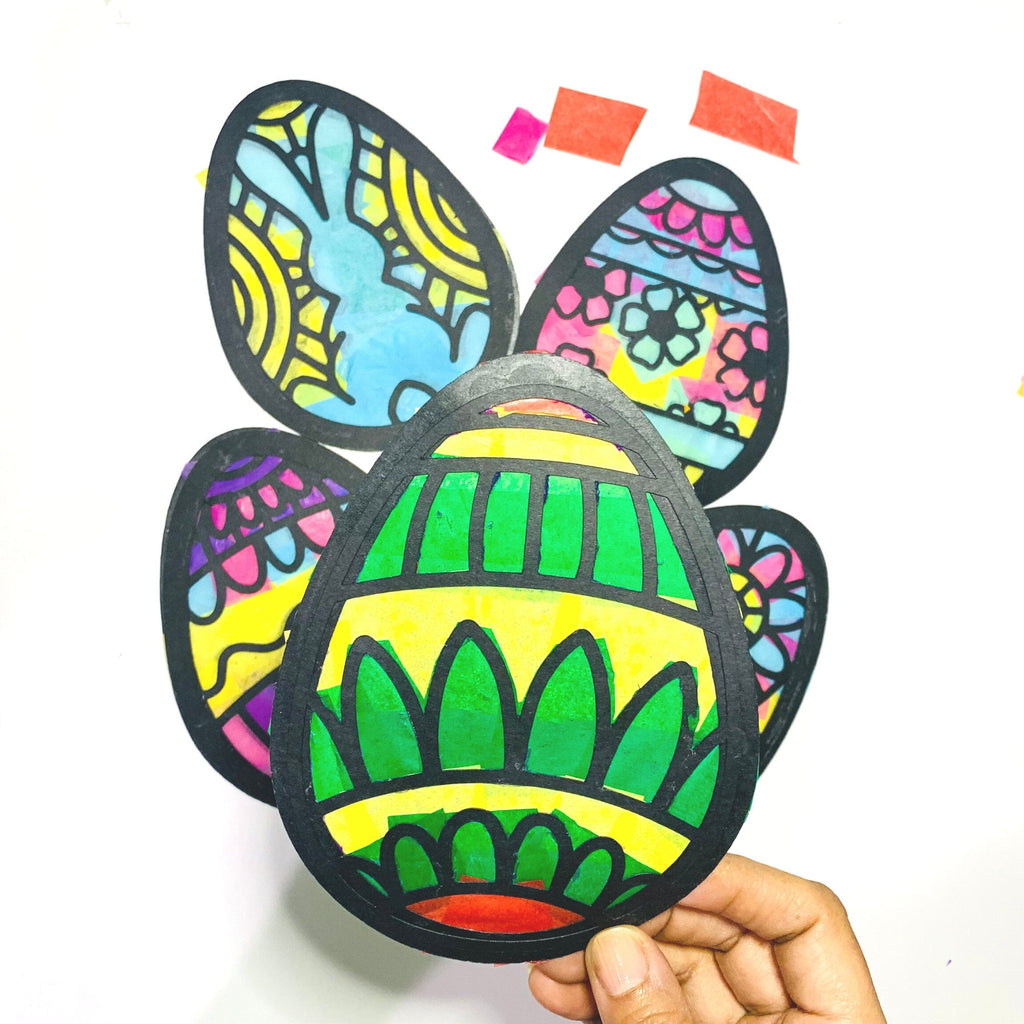 Bundle of TWO-Easter Egg Suncatcher Kit(Each contains SET of 5)| Easter basket ideas,  Easter kit craft, spring kid craft, Easter gift