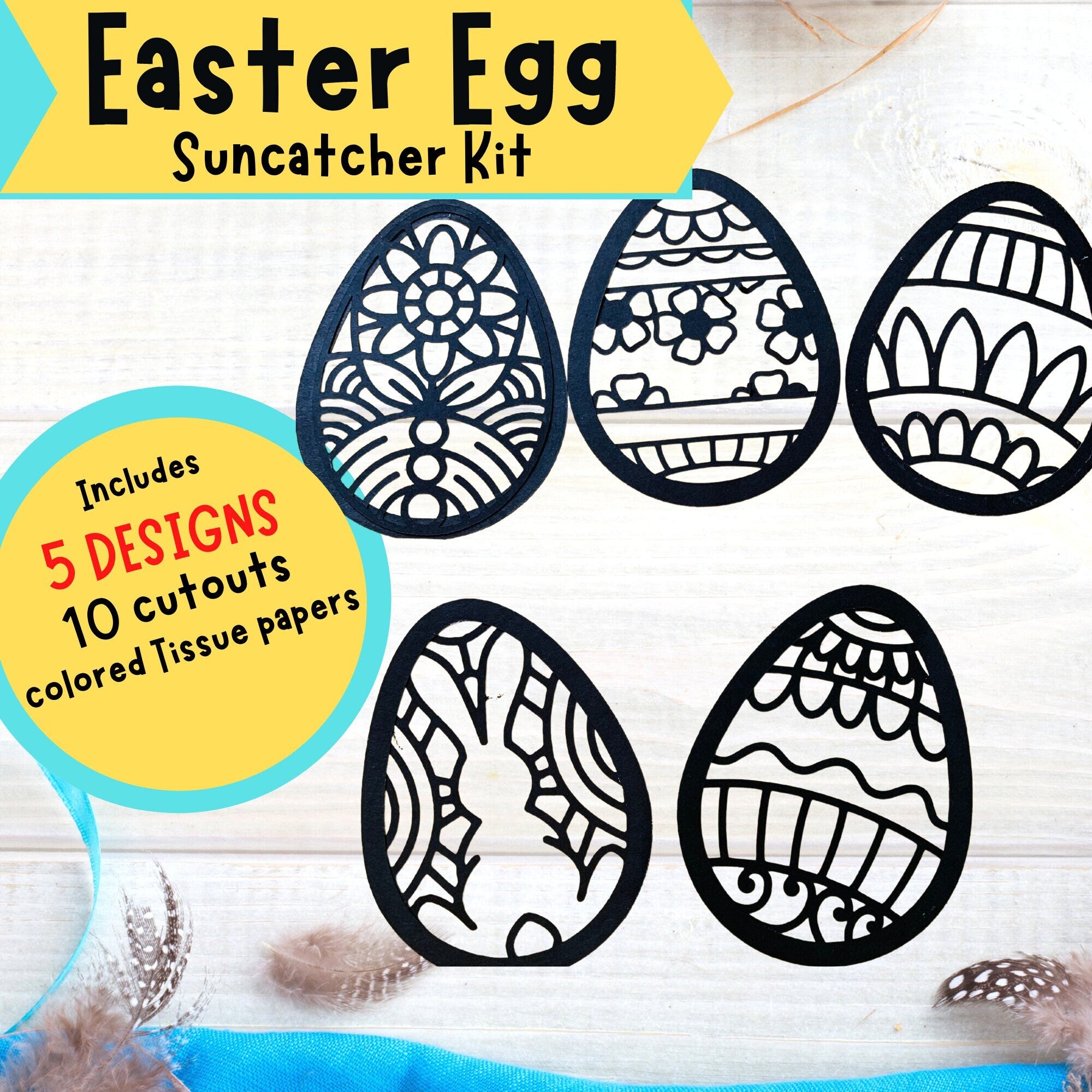 Easter Egg Suncatcher Kit| (SET of 5)| Easter basket ideas, spring suncatchers, Easter kit craft, spring kid craft, Easter gift