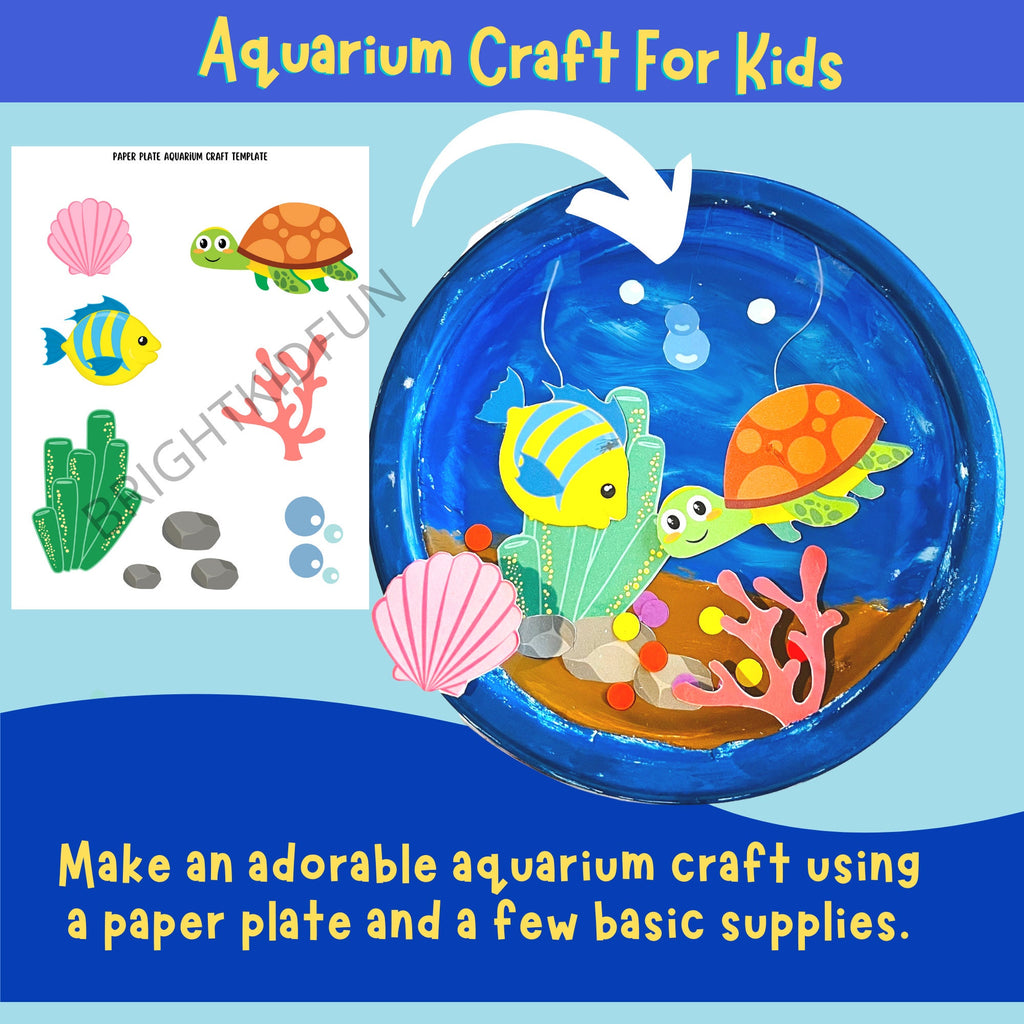 Aquarium Craft for Kids| Nemo Dory craft Printable Template| Paper plate aquarium| Fish craft