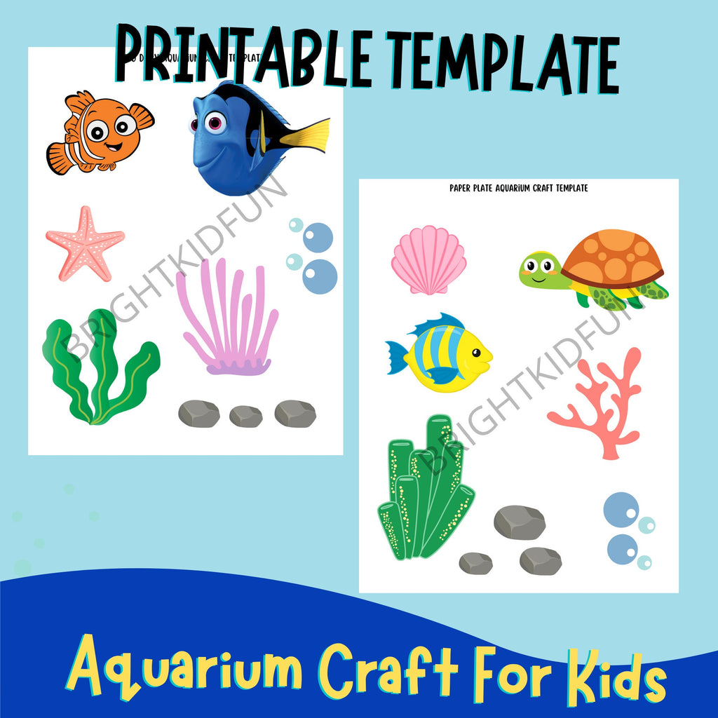Aquarium Craft for Kids| Nemo Dory craft Printable Template| Paper plate aquarium| Fish craft