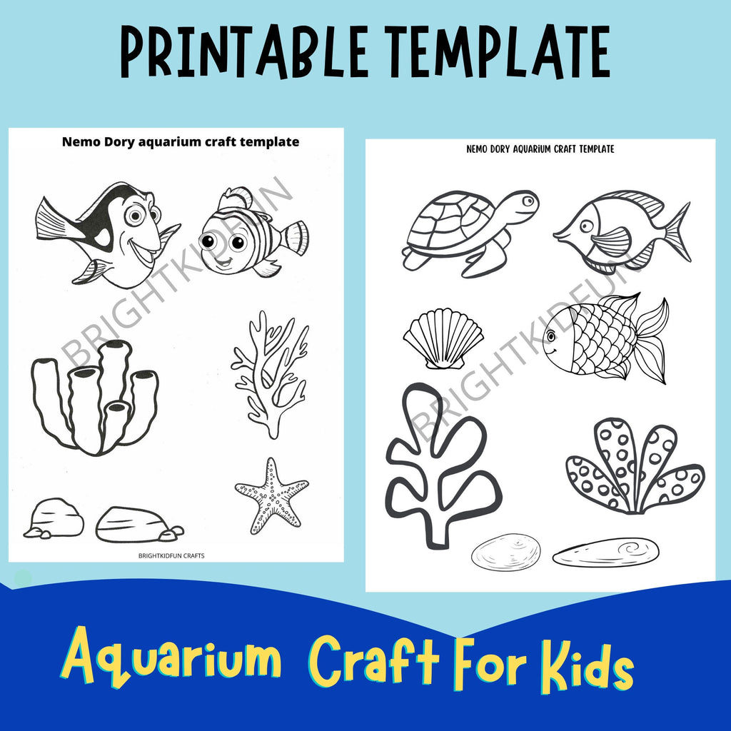 Aquarium Craft for Kids| Nemo Dory craft Printable Template| Paper plate aquarium| Fish craft