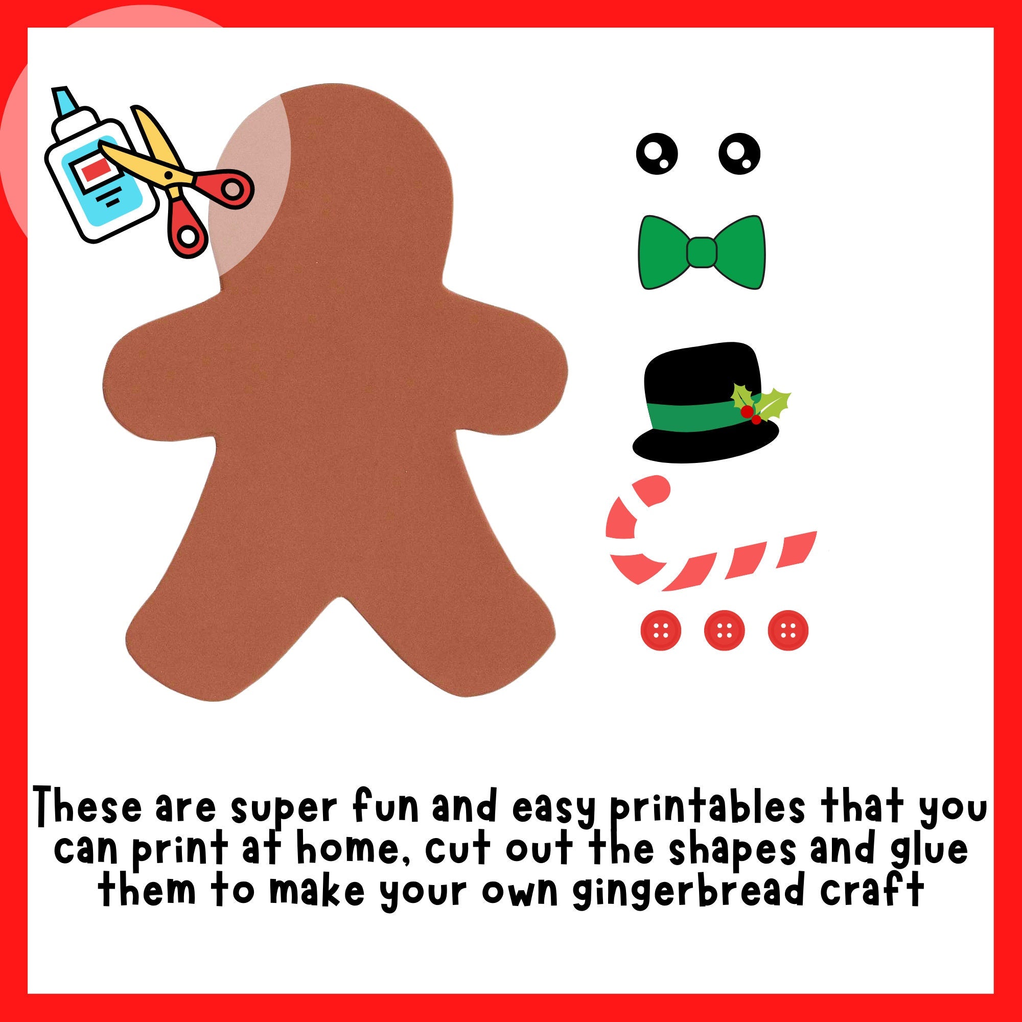 Gingerbread Boy and Girl Craft Printable Templates| Winter crafts| Christmas craft Kids paper craft| Toddler Preschool craft|Christmas craft