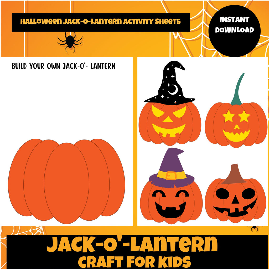 Halloween Jack-O'-Lantern Activity Sheets| Build your own Jack-O'-Lantern| Pumpkin craft for Kids