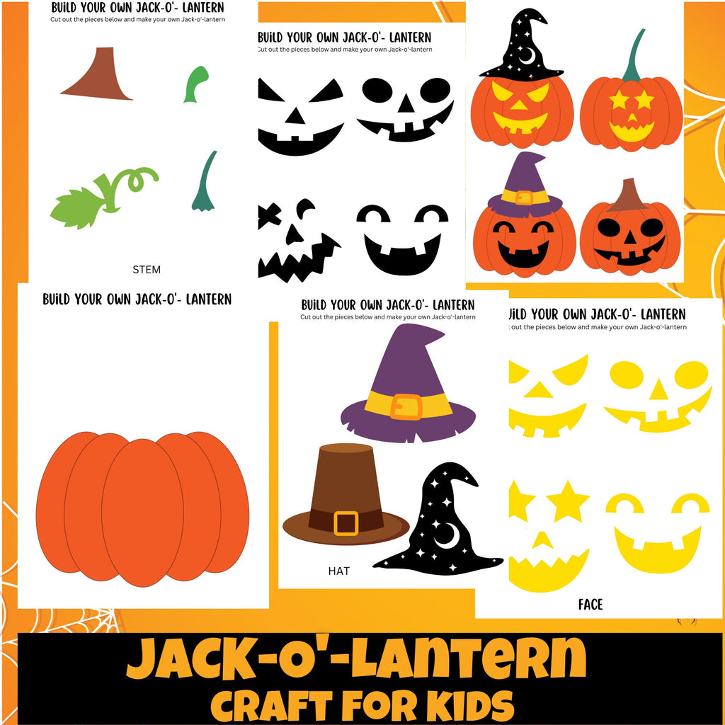 Halloween Jack-O'-Lantern Activity Sheets| Build your own Jack-O'-Lantern| Pumpkin craft for Kids