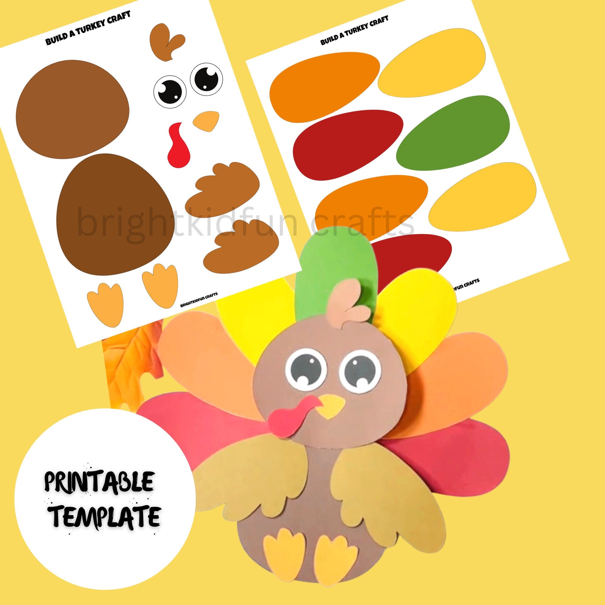 build a turkey printable craft for kids| thanksgiving fall