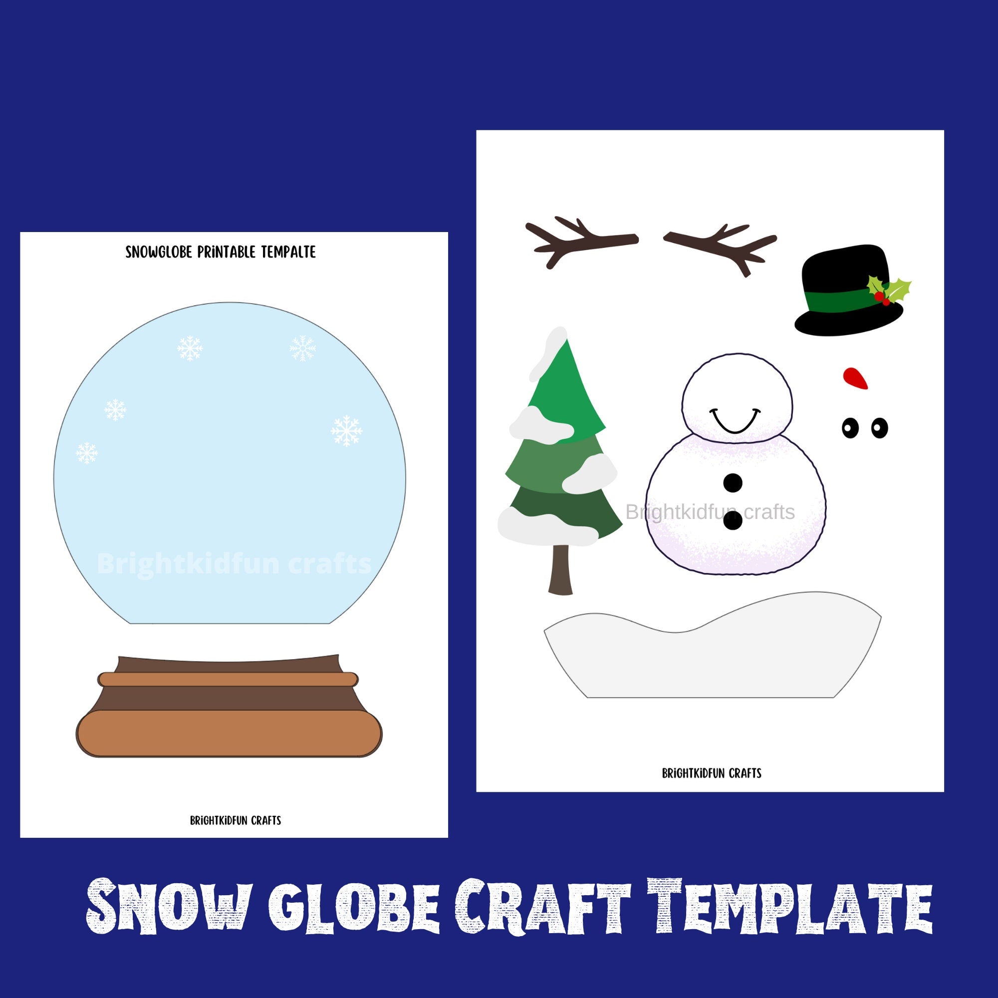 Snow globe Printable Template| winter craft for Kids| Preschool craft