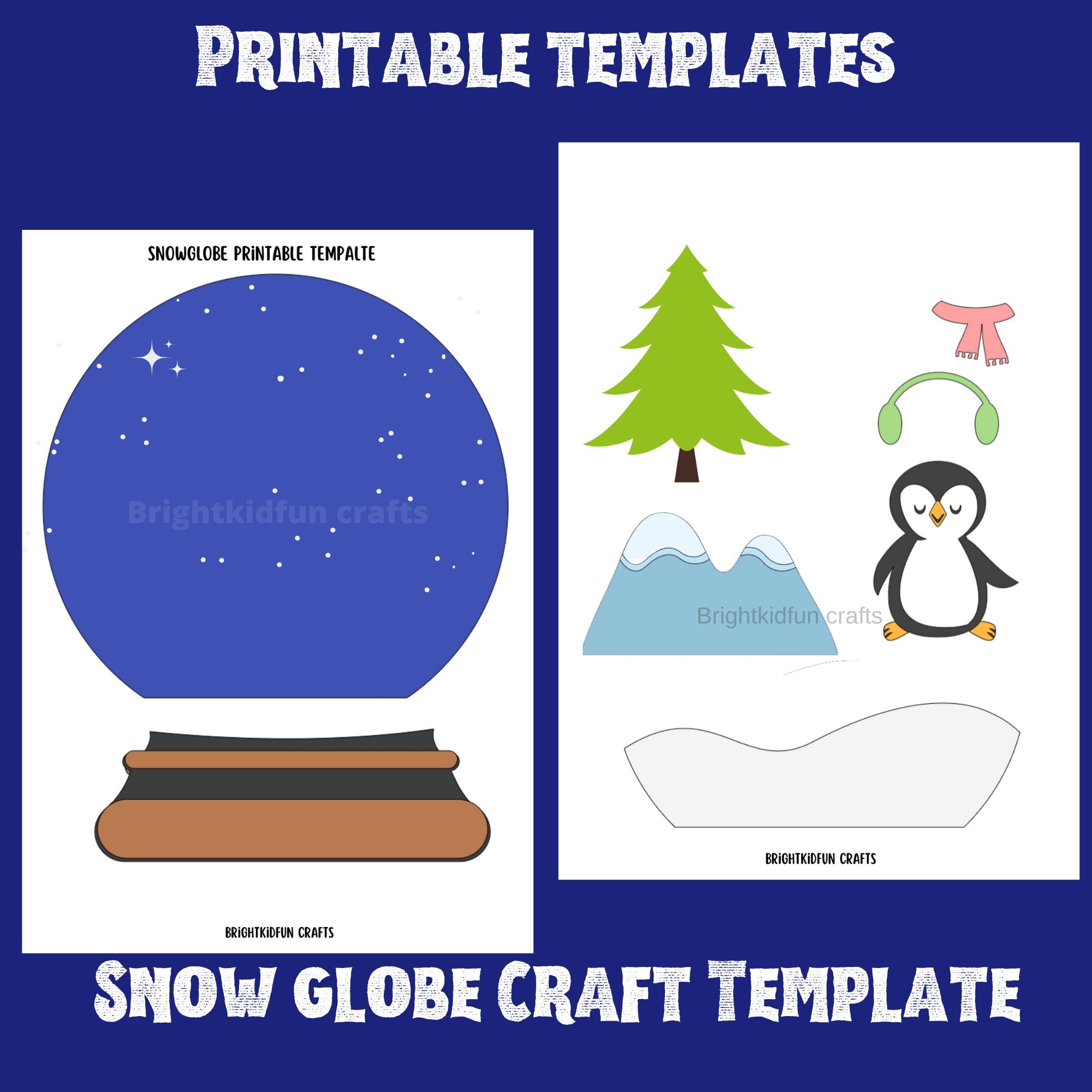 Snow globe Printable Template| winter craft for Kids| Preschool craft
