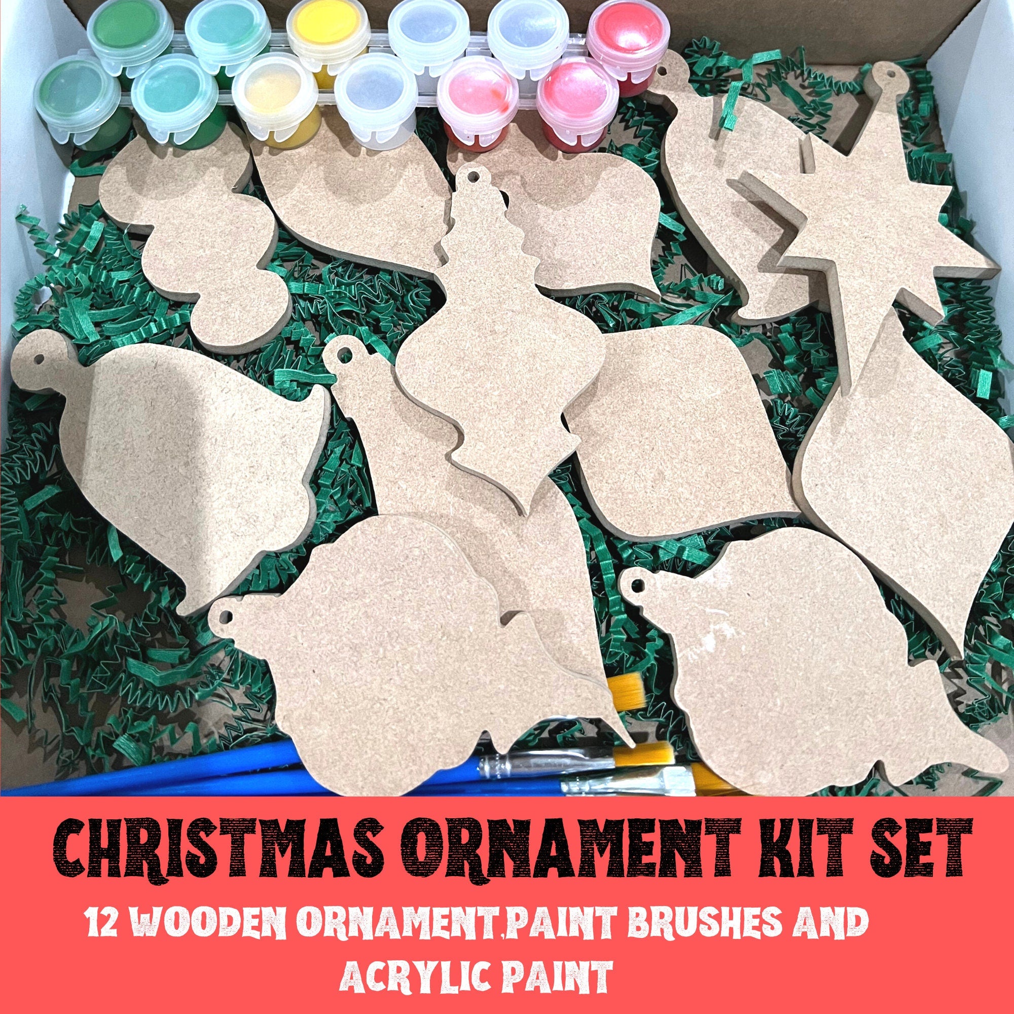 Holiday Painting Kit. Christmas  Painting Set, Christmas Crafts. DIY CHRISTMAS ORNAMENTS