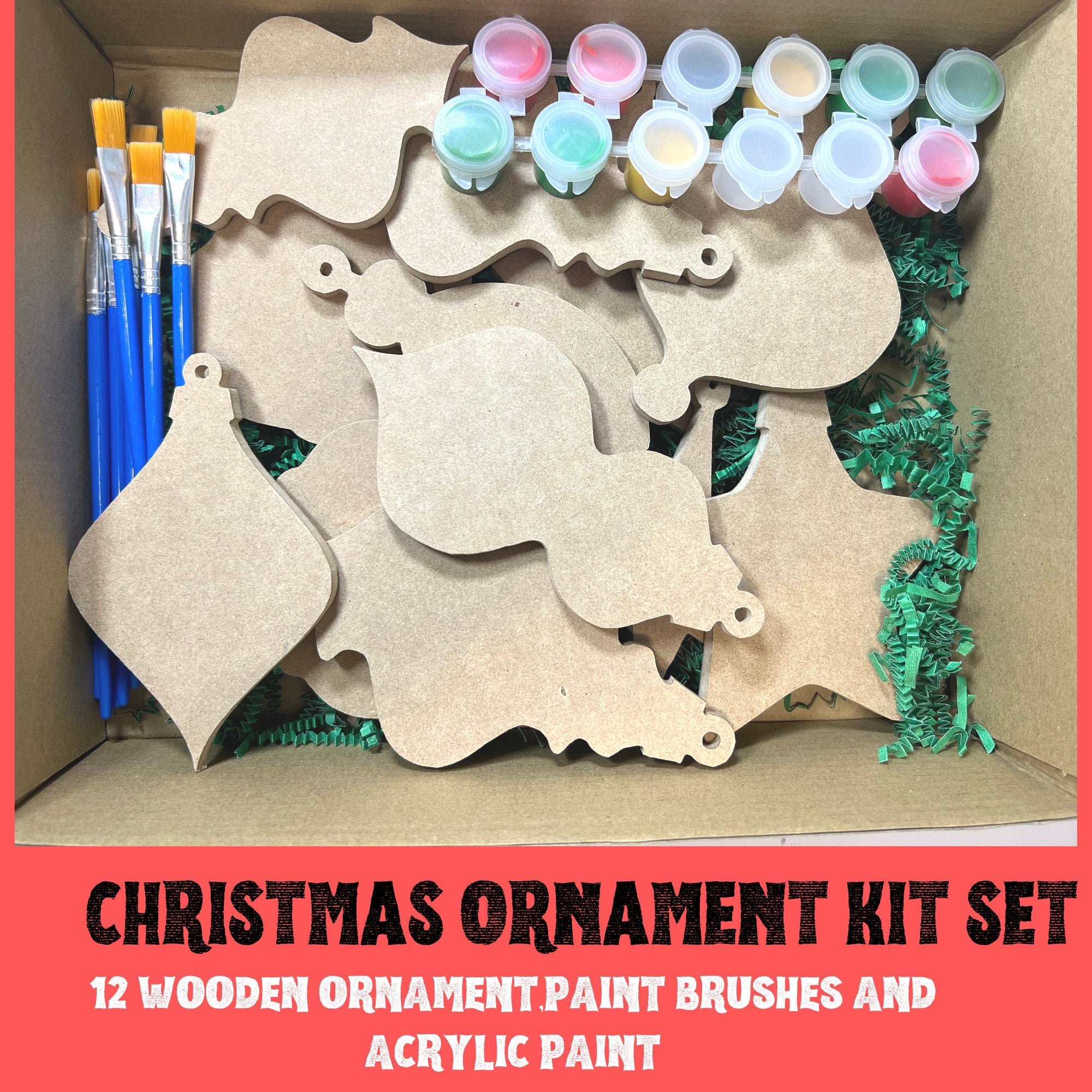 Holiday Painting Kit. Christmas  Painting Set, Christmas Crafts. DIY CHRISTMAS ORNAMENTS