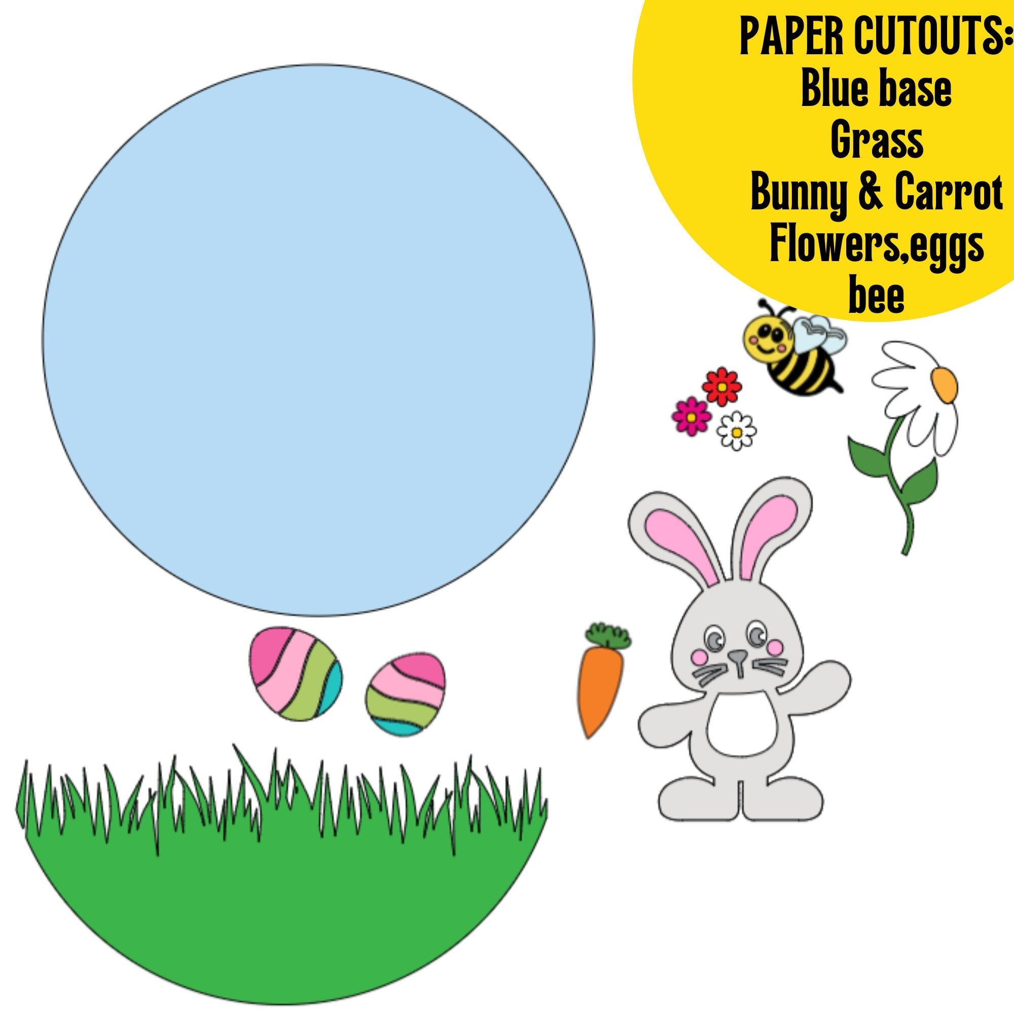 EASTER PAPER CRAFT| Spring into Creativity with the Easter Paper Craft Kit - Bunny, Egg, Flower, and Bee Cutouts for Fun Crafts!
