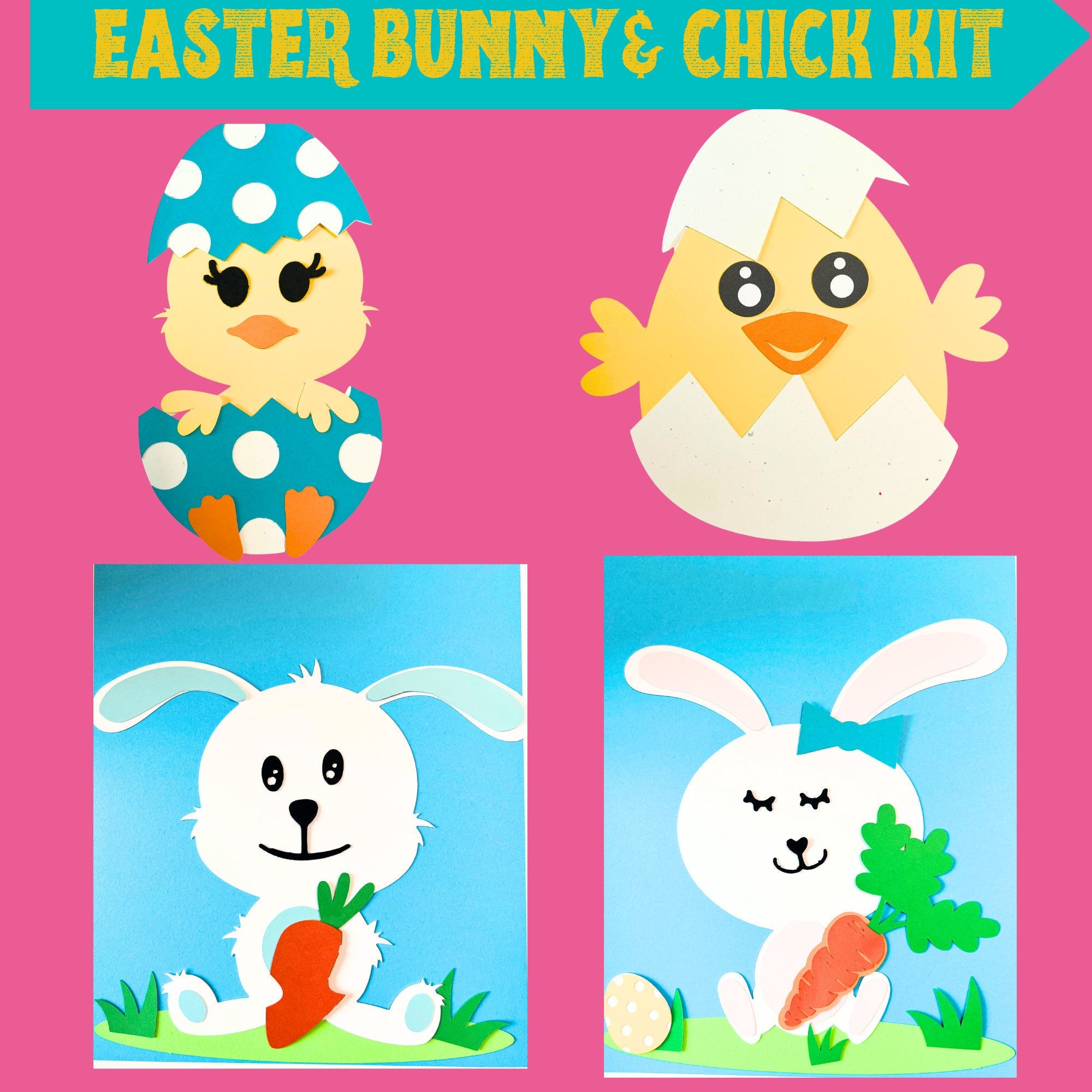 DIY EASTER Bunny Craft Kit| Easter craft Kit| Easter Chick craft| Easter Kids Craft| Paper craft kit| Easter activity for kids | Spring DIY