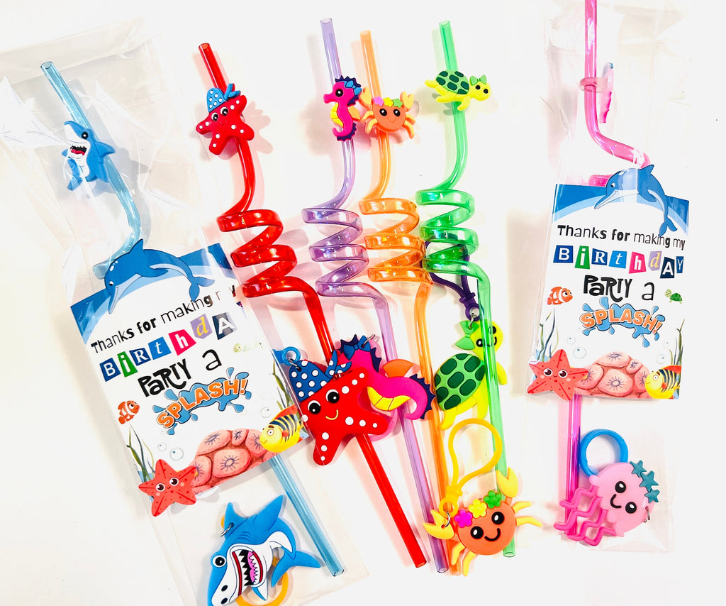 Under the Sea theme Party Favors| Under the Sea reusable straws and a Keychain set