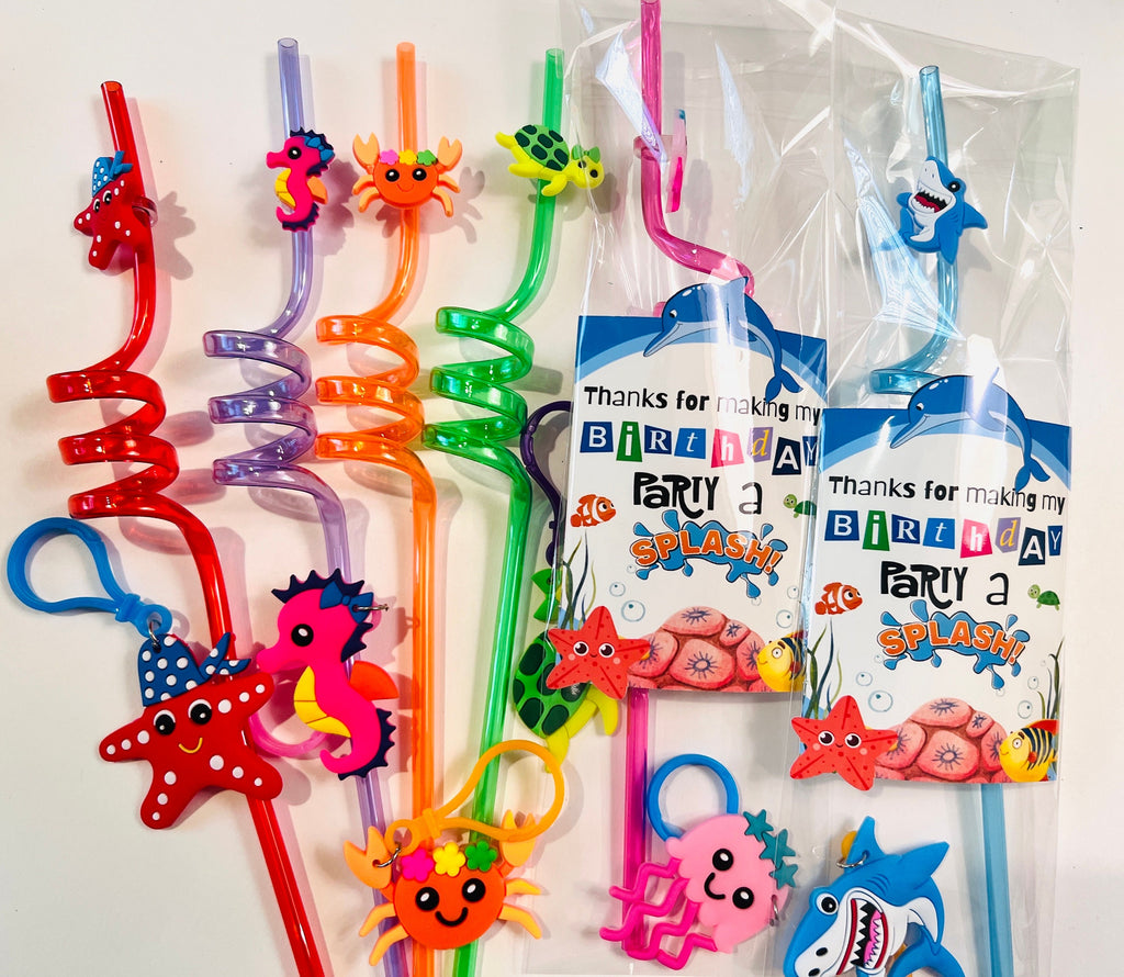 Under the Sea theme Party Favors| Under the Sea reusable straws and a Keychain set