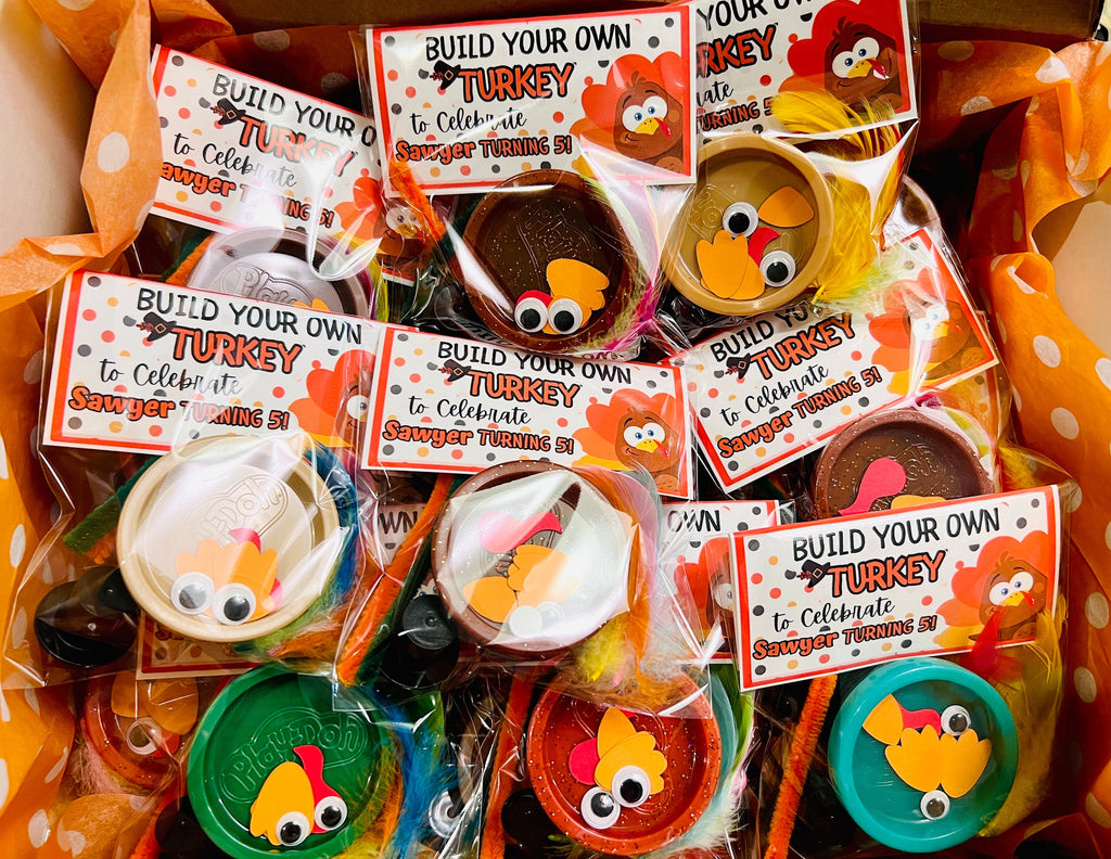 BUILD your own Turkey/ Mini playdoh favors/ Thanksgiving class gifts