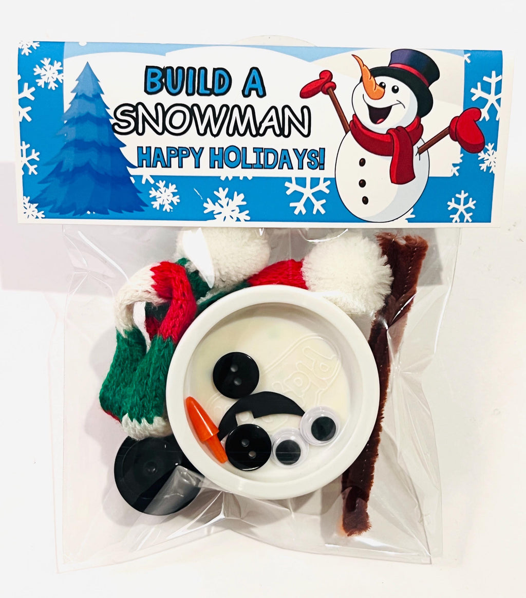 Build a Snowman kit , Christmas Playdoh favors, Mini Snowman playdoh kit