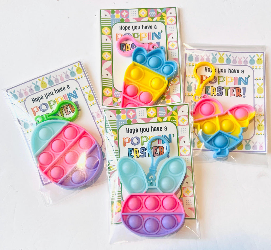 EASTER POP ITS Favors| Pop it Keychain Favors| Individually Packaged Pop It| Easter Party Favors |Classroom Easter Party Treats
