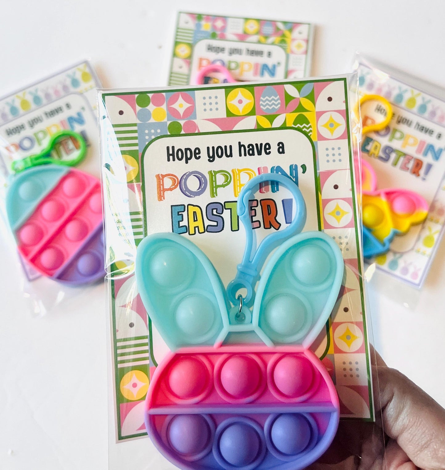 EASTER POP ITS Favors| Pop it Keychain Favors| Individually Packaged Pop It| Easter Party Favors |Classroom Easter Party Treats