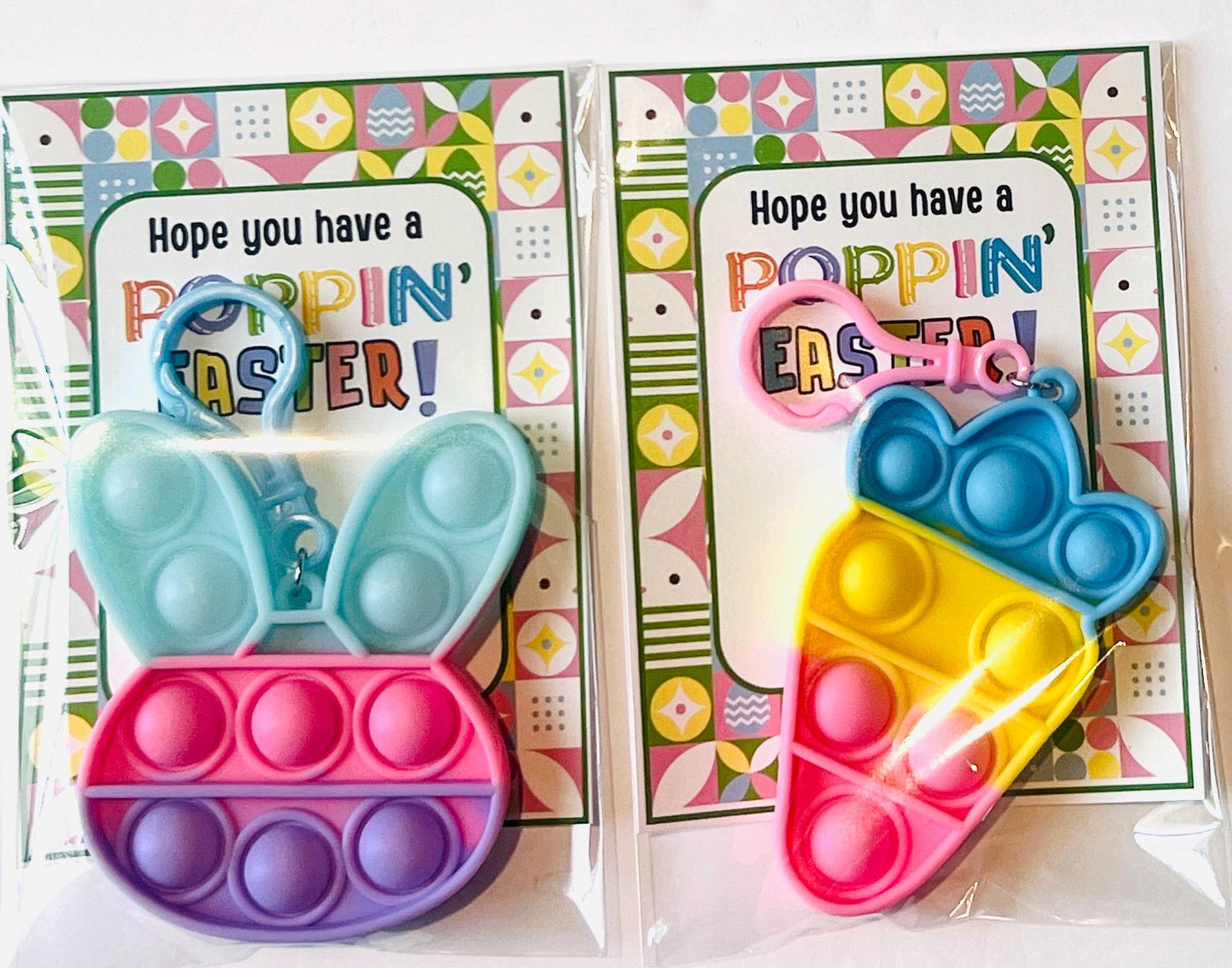 EASTER POP ITS Favors| Pop it Keychain Favors| Individually Packaged Pop It| Easter Party Favors |Classroom Easter Party Treats