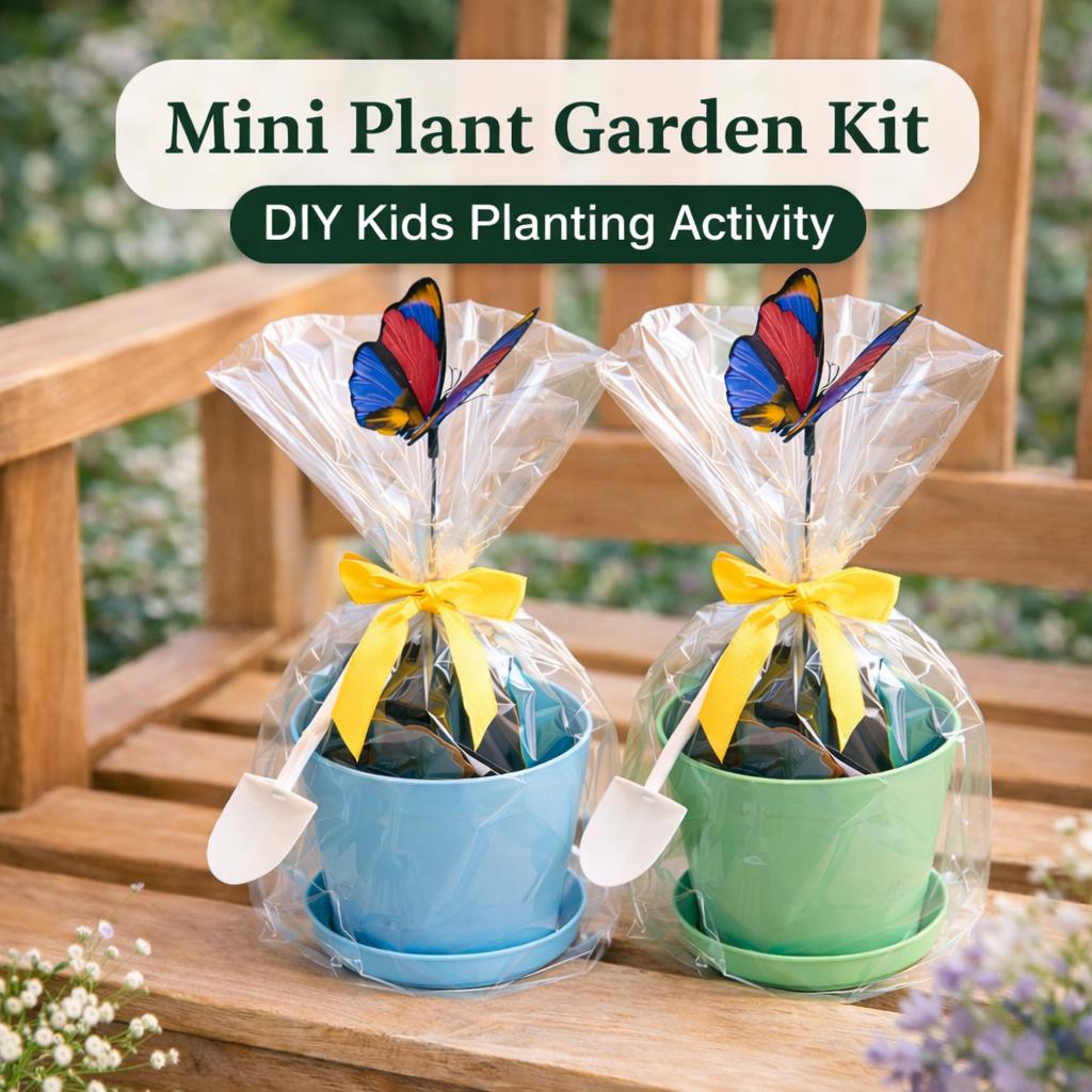 Mini Plant Garden Kit for Kids | DIY Plant Growing Kit | Kids Garden Party Favor | Classroom Activity | Spring Craft Gift