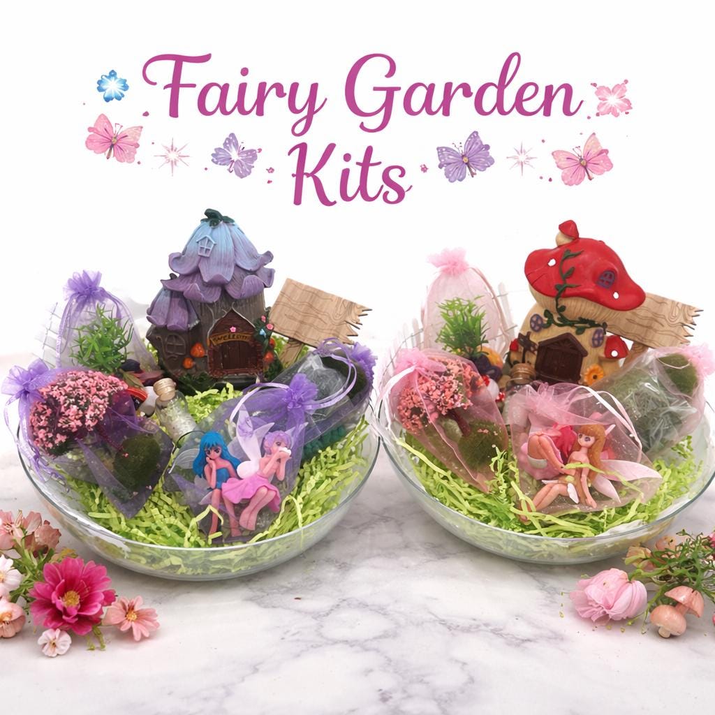 Fairy Garden DIY Kit for Kids /Miniature Fairy Garden Craft Kit / Birthday Activity Set