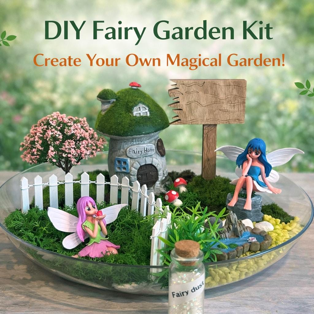 Fairy Garden DIY Kit for Kids /Miniature Fairy Garden Craft Kit / Birthday Activity Set
